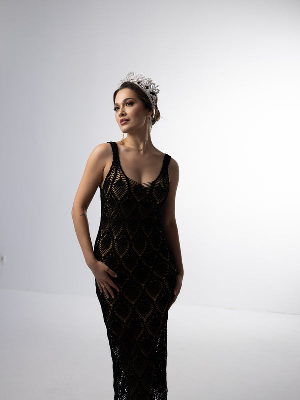 Robe en tricot noir – 100 % coton
